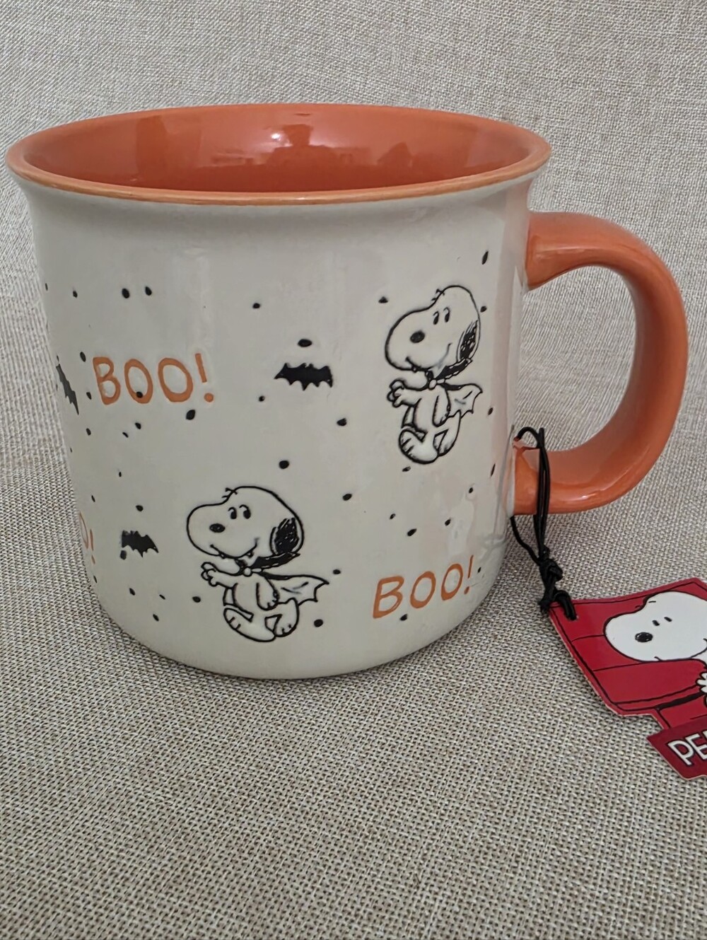 Peanuts Snoopy 'Boo! Ceramic Mug-Orange & Cream Halloween